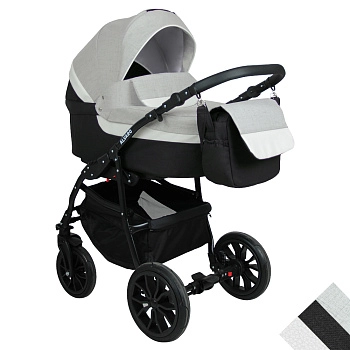 Коляска 2в1 Alis ALVARO (т.серый+св.серый+белая кожа)