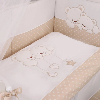 Комплект постельного белья Lepre Sweet Bears 6 предметов (125*65) (25 кремовый в горох)