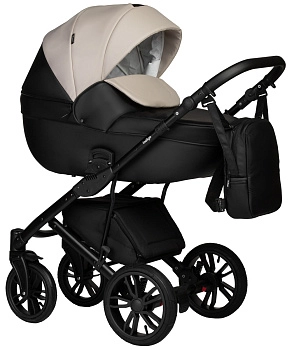 Детская коляска Indigo Mio Eco 2 в 1 (04 черная кожа+св.бежевая кожа)