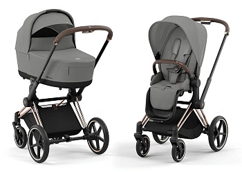 Коляска 2 в 1 Cybex Priam IV (шасси Rosegold) (Mirage Grey)