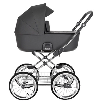 Коляска для новорожденных Roan Bass Next Classic, d14 (Steel Grey/Chrome/руч.Серый)