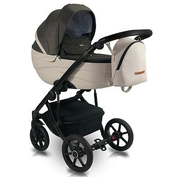 Коляска 2в1 BEXA IDEAL (черный+бежевая кожа)
