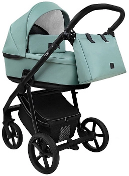 Коляска 2 в 1 Roan Esso Кожа (Misti Mint/Grey/руч.Черный)