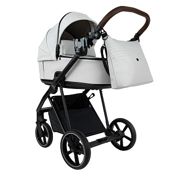 Коляска 2 в 1 Roan Sol Кожа (Island Stone /Black/ руч.Коричневый)