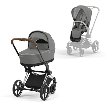Коляска 2 в 1 Cybex Priam IV (шасси Chrome Brown) (Soho Grey)