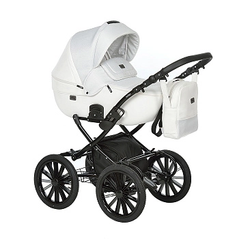 Коляска 2 в 1 Indigo PORTO Classic 14" (белая кожа+белый узор)