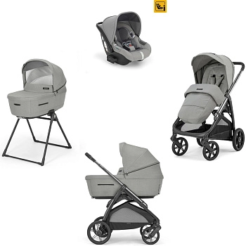 Коляска 3 в 1 Inglesina Aptica 2025 (DRW I-Size) с подставкой под люльку Stand Up (Satin Grey)