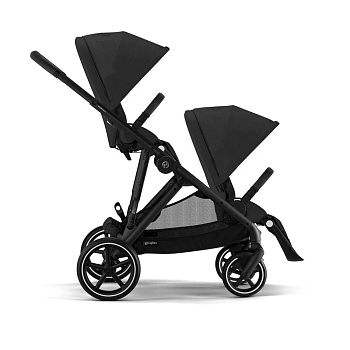 Прогулочная коляска для двойни Cybex Gazelle S BLK (Moon Black с корзиной и дождевиками)