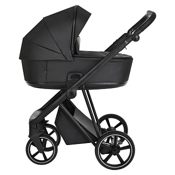 Коляска 3 в 1 Roan Sol Кожа (Black/Black/руч.Черный)