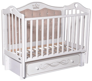 Детская кроватка Bellini Rouz Elegance Premium (универсальный маятник, мягкая стенка) (белый)