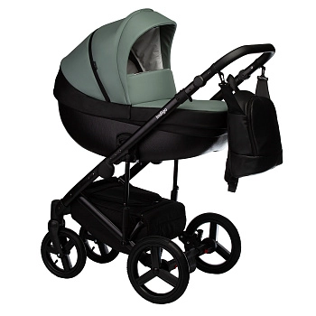 Коляска 2 в 1 Indigo TOUR ECO  (черная кожа+шалфей кожа)