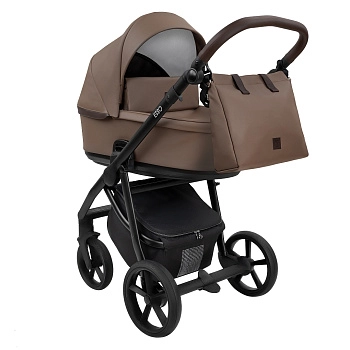 Коляска 2 в 1 Roan Esso Кожа (Camel/Black/руч.Тем.коричневый)