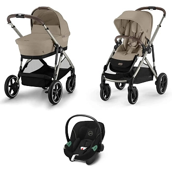 Коляска 3 в 1 Cybex Gazelle S TPE (Almond Beige с дождевиками)
