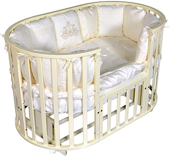 Детская кроватка ByTwinz Lana 1 6 в 1 с маятником и колесами