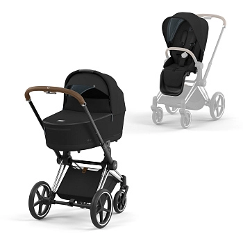 Коляска 2 в 1 Cybex Priam IV (шасси Chrome Brown) (Deep Black)