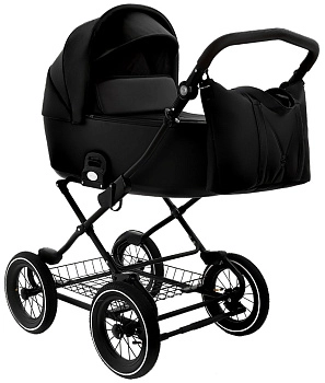 Коляска 2 в 1 Roan Bass Next Classic, d12 (Кожа Black/d12/руч.Черный)