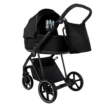 Коляска 2 в 1 Roan Sol Кожа (Black/Black/руч.Черный)