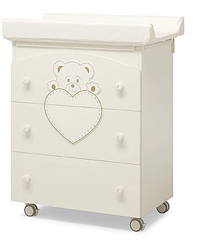 Пеленальный комод с ванночкой Erbesi Cucciolo Pretty (со стразами Swarovski) (Ivory (слоновая кость))